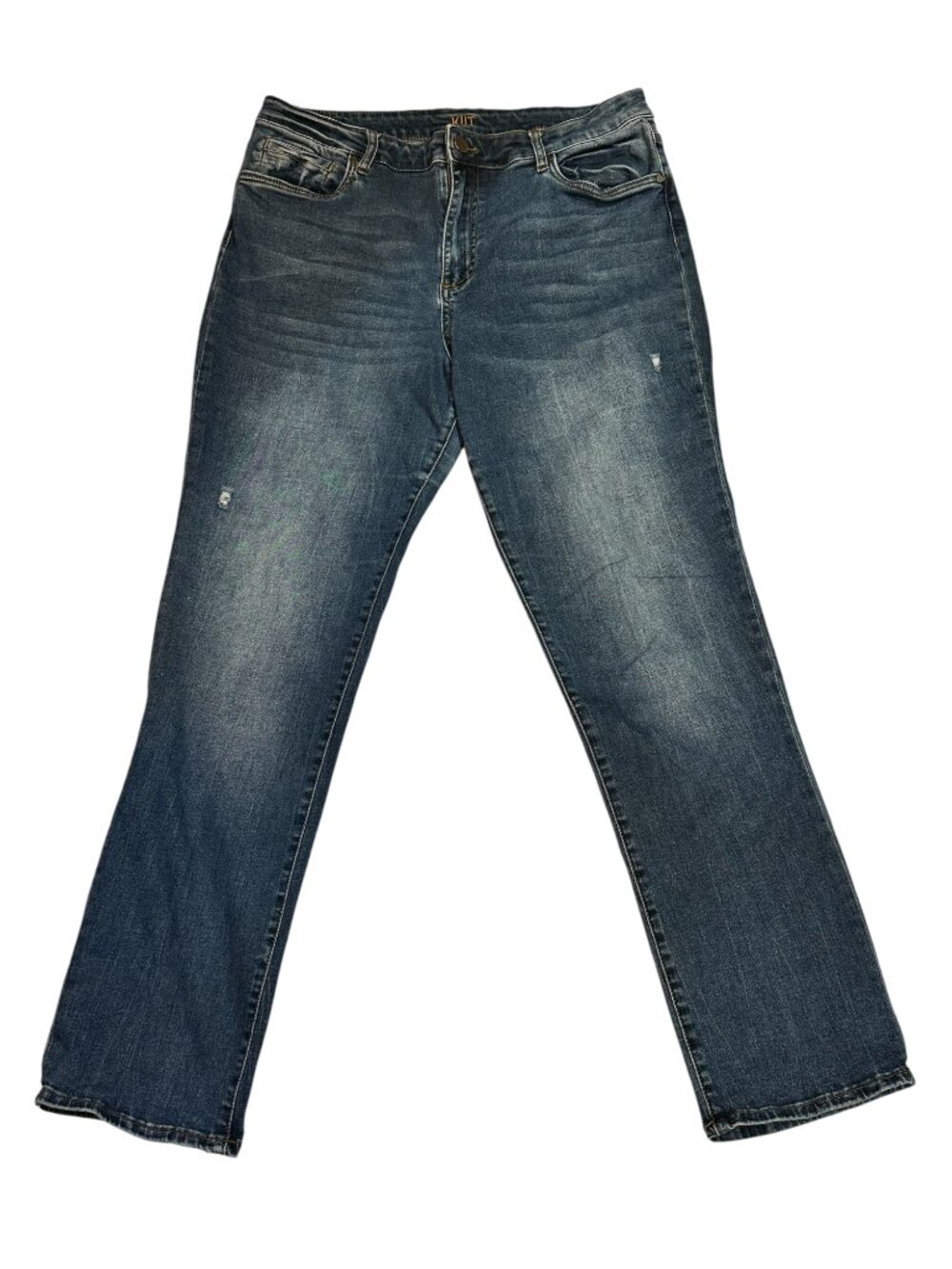 3.Kut From The Kloth High Rise Boyfriend Jeans Sz 14 Light Wash Distressed Denim